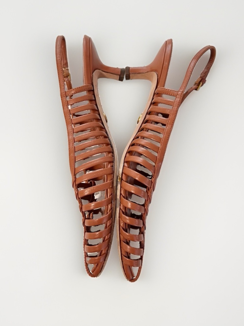Veronica Beard Britte Kitten Heel Slingback Pump in Whiskey Tan Sz 8 - Picture 3 of 8